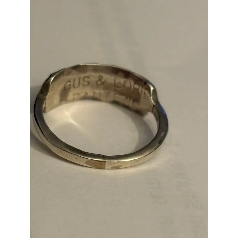 Vintage Zuni Signed Gus & Lorie Panteah Sterling Silver Inlay Ring Size 5.25